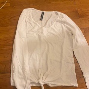 Design Lab tie front white long sleeve